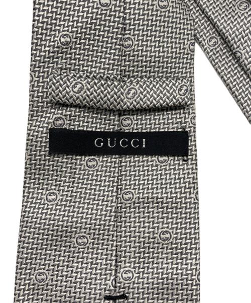 GUCCI（グッチ）GUCCI (グッチ) GG刺繍シルクネクタイ シルバー サイズ:147の古着・服飾アイテム