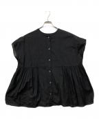 KAGUREカグレ）の古着「レーヨンコットン2WAYブラウス」｜ブラック