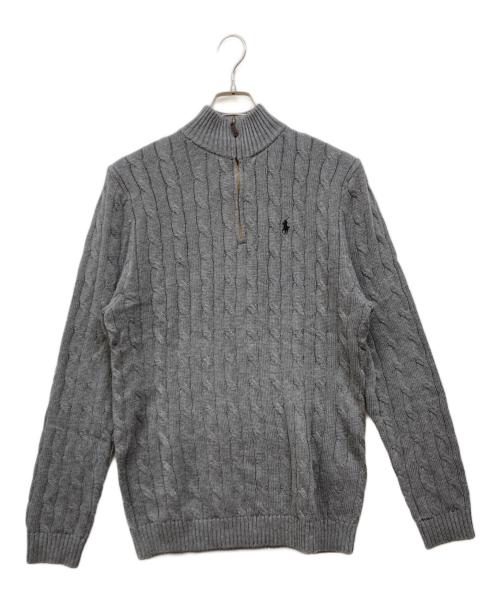 POLO RALPH LAUREN（ポロ・ラルフローレン）POLO RALPH LAUREN (ポロ・ラルフローレン) ハーフジップケーブルニット グレー サイズ:XLの古着・服飾アイテム