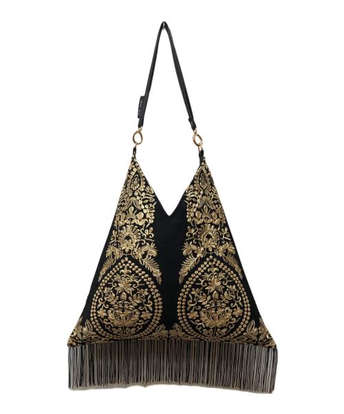 little seeds...（リトルシーズ）little seeds... (リトルシーズ) Triangle tote ブラック×ゴールドの古着・服飾アイテム