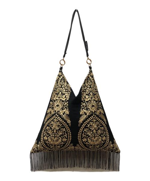 little seeds...（リトルシーズ）little seeds... (リトルシーズ) Triangle tote ブラック×ゴールドの古着・服飾アイテム