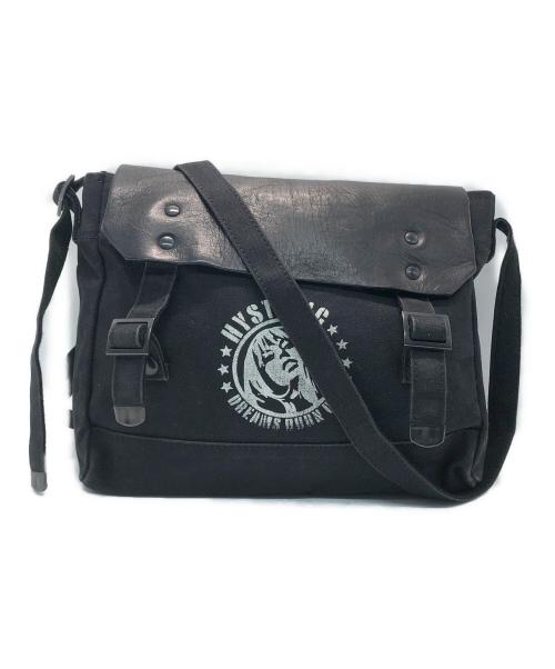 Hysteric Glamour（ヒステリックグラマー）Hysteric Glamour (ヒステリックグラマー) キャンバスレザーフラップショルダーバッグ ブラックの古着・服飾アイテム