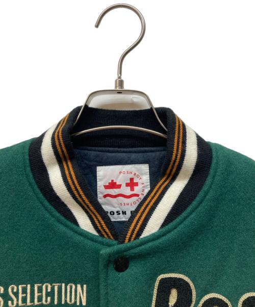 POSH BOY（ポッシュボーイ）POSH BOY (ポッシュボーイ) 袖レザースタジアムジャケット ブラック×グリーン サイズ:Fの古着・服飾アイテム