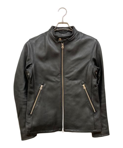 BEAUTY&YOUTH（ビューティーアンドユース）BEAUTY&YOUTH (ビューティーアンドユース) 羊革 シングルライダースジャケット ブラック サイズ:サイズ表記無しの古着・服飾アイテム