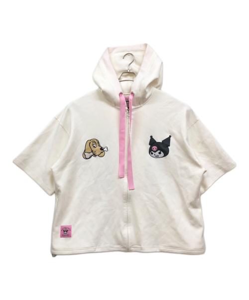 GALFY（ガルフィー）GALFY (ガルフィー) コラボジップパーカー ピンク×ホワイト サイズ:Lの古着・服飾アイテム