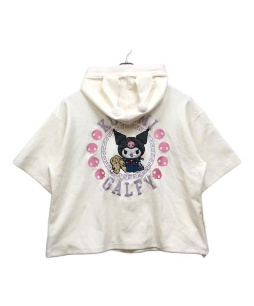 GALFY（ガルフィー）GALFY (ガルフィー) コラボジップパーカー ピンク×ホワイト サイズ:Lの古着・服飾アイテム