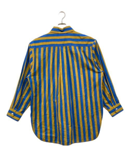 SZ Blockprints（エスゼットブロックプリント）SZ Blockprints (エスゼットブロックプリント) OVERSIZE STRIPE ブルー×イエロー サイズ:Sの古着・服飾アイテム