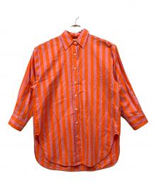 SZ Blockprints（エスゼットブロックプリント）の古着「OVERSIZE STRIPE」｜ピンク×オレンジ