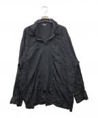 COMME des GARCONS HOMME PLUSコムデギャルソンオムプリュス）の古着「レーヨンウール切替縮絨ポロシャツ」｜ブラック