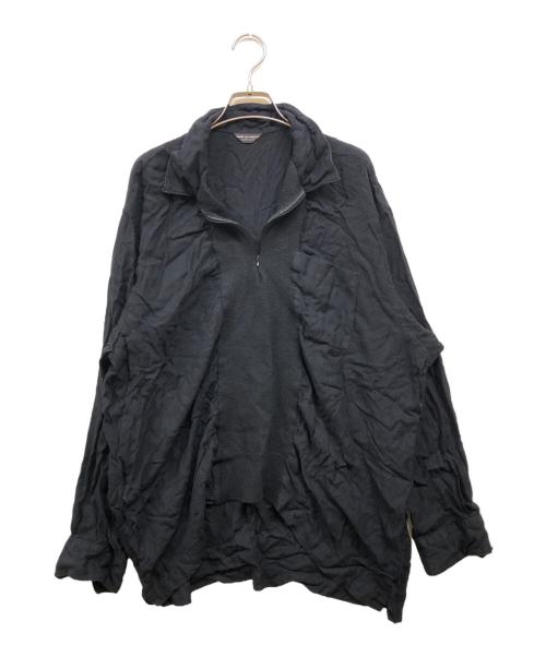 COMME des GARCONS HOMME PLUS（コムデギャルソンオムプリュス）COMME des GARCONS HOMME PLUS (コムデギャルソンオムプリュス) レーヨンウール切替縮絨ポロシャツ ブラック サイズ:読み取り不可の古着・服飾アイテム