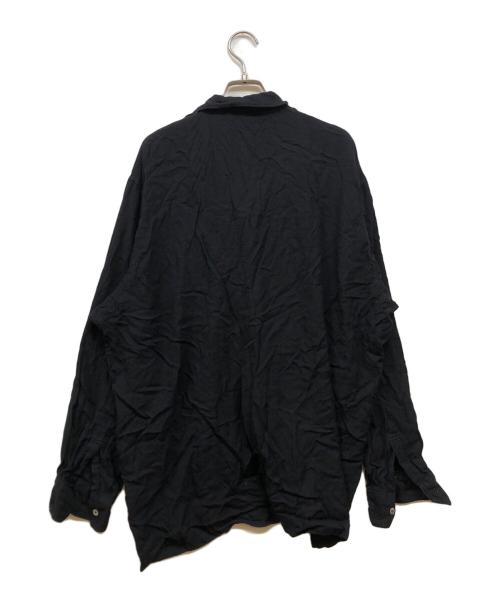 COMME des GARCONS HOMME PLUS（コムデギャルソンオムプリュス）COMME des GARCONS HOMME PLUS (コムデギャルソンオムプリュス) レーヨンウール切替縮絨ポロシャツ ブラック サイズ:読み取り不可の古着・服飾アイテム