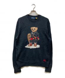 POLO RALPH LAUREN（ポロ・ラルフローレン）の古着「カシミヤ混POLOベアニット」｜ブラック
