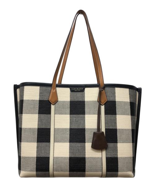 TORY BURCH（トリーバーチ）TORY BURCH (トリーバーチ) PERRY ギンガム トリプルコンパートメント ホワイト×ブラックの古着・服飾アイテム