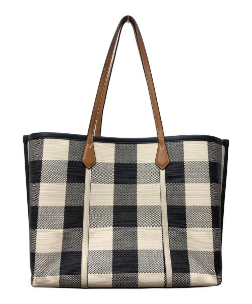 TORY BURCH（トリーバーチ）TORY BURCH (トリーバーチ) PERRY ギンガム トリプルコンパートメント ホワイト×ブラックの古着・服飾アイテム