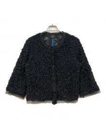 LANVIN COLLECTION（ランバンコレクション）の古着「ツイードチュールカーディガン」｜ブラック