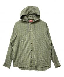 DIESEL（ディーゼル）の古着「フード付きチェックシャツ」｜グリーン
