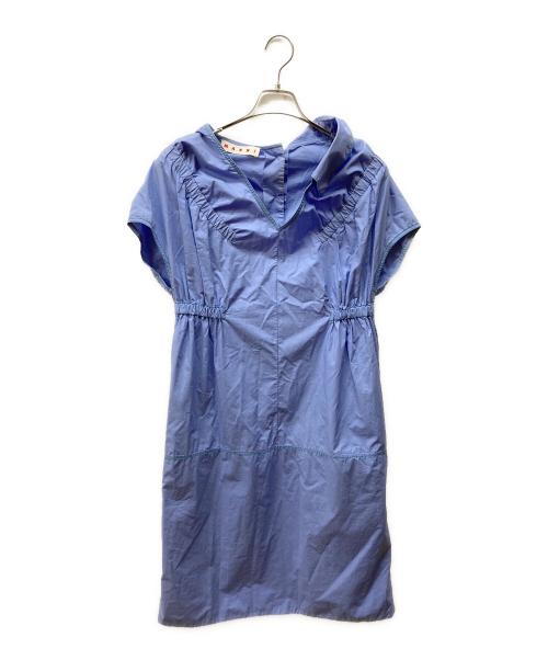 MARNI（マルニ）MARNI (マルニ) 前後2WAY カラーステッチ シャーリングワンピース ブルー サイズ:40の古着・服飾アイテム