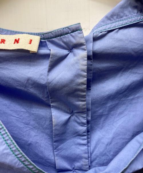 MARNI（マルニ）MARNI (マルニ) 前後2WAY カラーステッチ シャーリングワンピース ブルー サイズ:40の古着・服飾アイテム