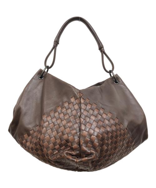 BOTTEGA VENETA（ボッテガベネタ）BOTTEGA VENETA (ボッテガベネタ) イントレチャートワンショルダーバッグ ブラウンの古着・服飾アイテム