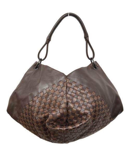 BOTTEGA VENETA（ボッテガベネタ）BOTTEGA VENETA (ボッテガベネタ) イントレチャートワンショルダーバッグ ブラウンの古着・服飾アイテム