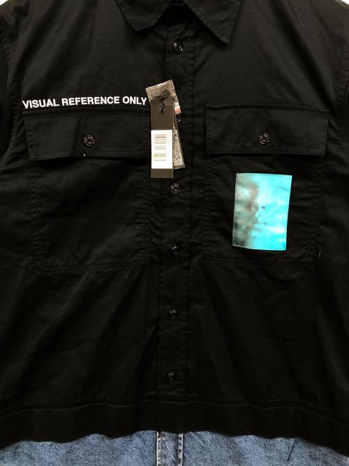 DIESEL（ディーゼル）DIESEL (ディーゼル) パッチワークデザイン切替シャツ ブラック サイズ:XLの古着・服飾アイテム