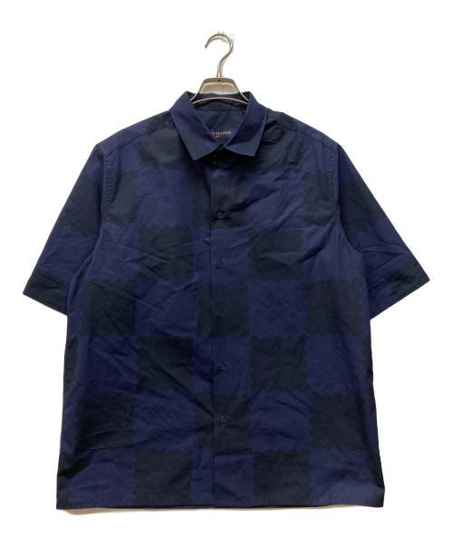 LOUIS VUITTON（ルイ ヴィトン）LOUIS VUITTON (ルイ ヴィトン) NIGO (二ゴー) モノグラム柄S/Sシャツ ブラック×ネイビー サイズ:Lの古着・服飾アイテム