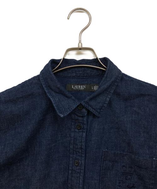 LAUREN RALPH LAUREN（ローレンラルフローレン）LAUREN RALPH LAUREN (ローレンラルフローレン) ロゴ刺繍 デニムシャツ インディゴ サイズ:Lの古着・服飾アイテム