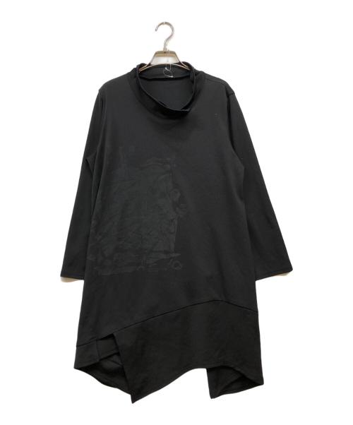 慈雨（ジウ）慈雨 (ジウ) 変形アシンメトリーバルーンカットソー ブラック サイズ:40の古着・服飾アイテム