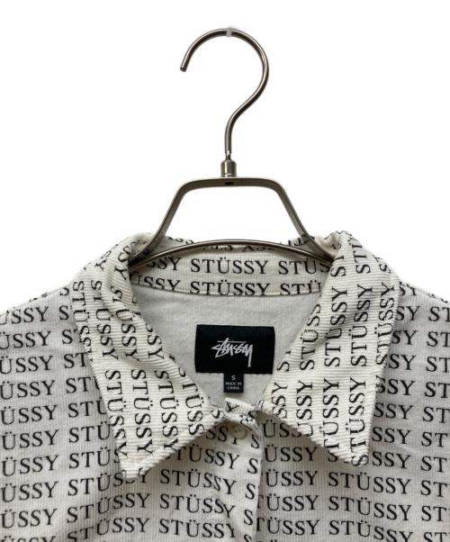 stussy（ステューシー）stussy (ステューシー) オープンカラーコーデュロイシャツ ブラック×ホワイト サイズ:Ｓの古着・服飾アイテム