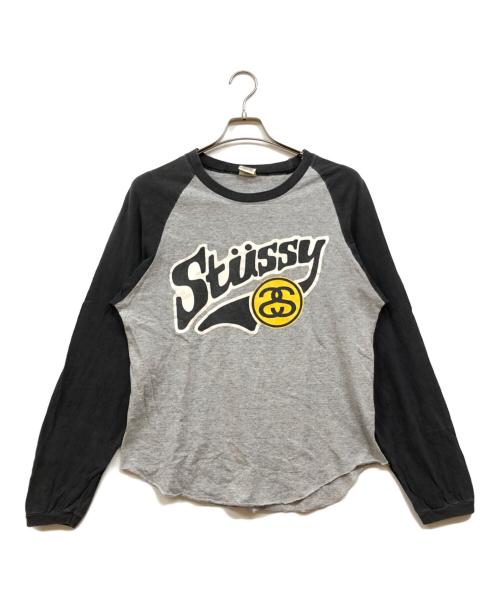stussy（ステューシー）stussy (ステューシー) ラグランカットソー ブラック×グレー サイズ:Sの古着・服飾アイテム