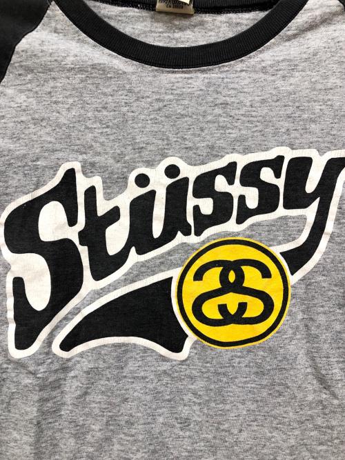 stussy（ステューシー）stussy (ステューシー) ラグランカットソー ブラック×グレー サイズ:Sの古着・服飾アイテム