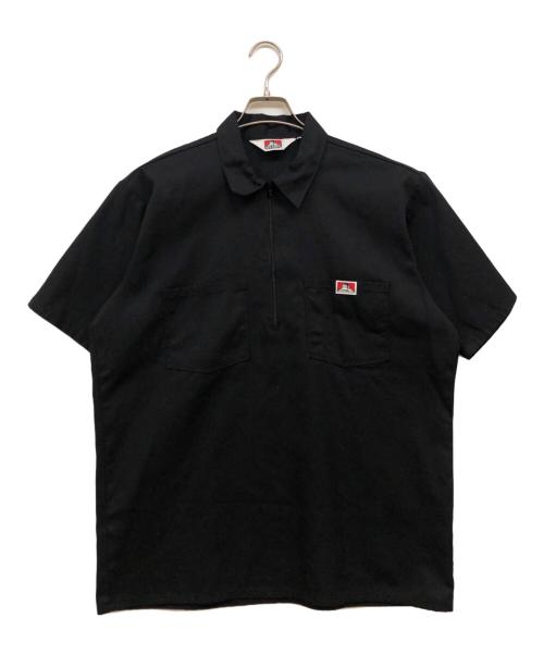 BEN DAVIS（ベンデイビス）BEN DAVIS (ベンデイビス) 半袖ジップシャツ ブラック サイズ:Lの古着・服飾アイテム