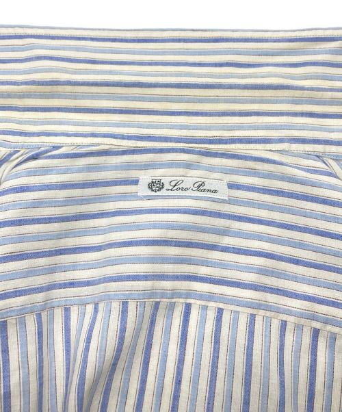 LORO PIANA（ロロピアーナ）LORO PIANA (ロロピアーナ) コットンリネン ストライプシャツ ブルー サイズ:Lの古着・服飾アイテム