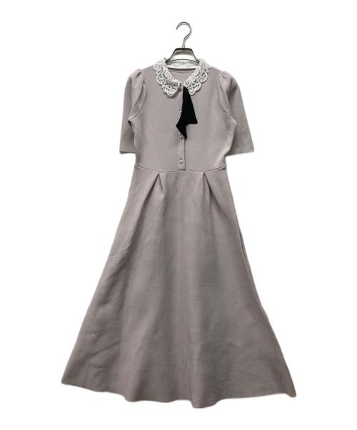 tocco closet（トッコ）tocco closet (トッコ) 門脇伶奈 (Kadowaki Reina) マルチＷＡＹボウタイ＆レース襟付きパール釦ニットワンピース ピンク サイズ:Mの古着・服飾アイテム