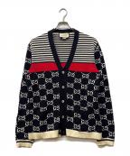 GUCCIグッチ）の古着「GG Cotton Jacquard Striped Knit Cardigan」｜ネイビー