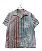 SUGAR CANEシュガーケーン）の古着「CANEHEART STRIPE OPEN SHIRT」｜スカイブルー
