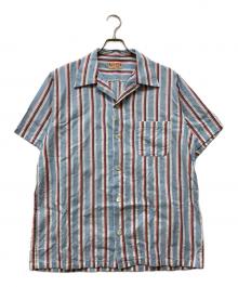SUGAR CANE（シュガーケーン）の古着「CANEHEART STRIPE OPEN SHIRT」｜スカイブルー