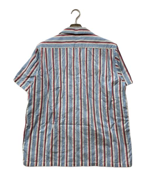 SUGAR CANE（シュガーケーン）SUGAR CANE (シュガーケーン) CANEHEART STRIPE OPEN SHIRT スカイブルー サイズ:XLの古着・服飾アイテム