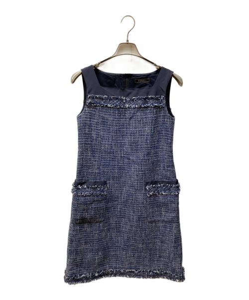 FOXEY（フォクシー）FOXEY (フォクシー) ノースリーブツイードワンピース ネイビー サイズ:38の古着・服飾アイテム
