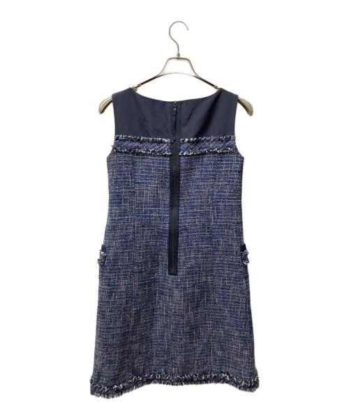 FOXEY（フォクシー）FOXEY (フォクシー) ノースリーブツイードワンピース ネイビー サイズ:38の古着・服飾アイテム