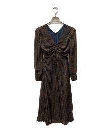 Ameri（アメリ）の古着「CHIFFON PLEATS DRESS/シフォンプリーツドレス」｜ブラウン