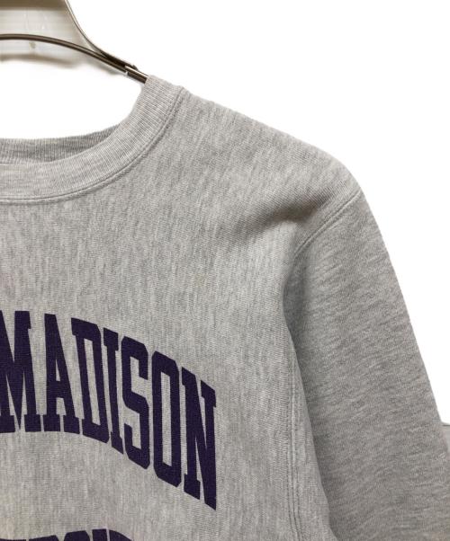 Champion（チャンピオン）Champion (チャンピオン) REVERSE WEAVE プリントスウェット グレー×パープル サイズ:Mの古着・服飾アイテム