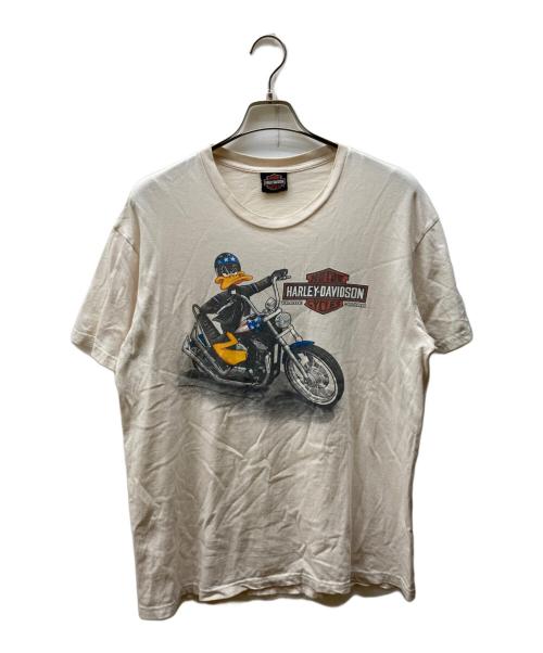 HARLEY-DAVIDSON（ハーレーダビッドソン）HARLEY-DAVIDSON (ハーレーダビッドソン) Warner Bros. (ワーナー・ブラザーズ) 両面プリントTシャツ アイボリー サイズ:Ｌの古着・服飾アイテム