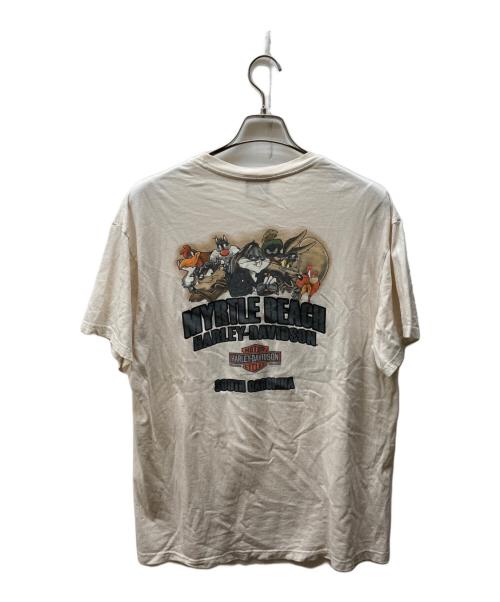 HARLEY-DAVIDSON（ハーレーダビッドソン）HARLEY-DAVIDSON (ハーレーダビッドソン) Warner Bros. (ワーナー・ブラザーズ) 両面プリントTシャツ アイボリー サイズ:Ｌの古着・服飾アイテム