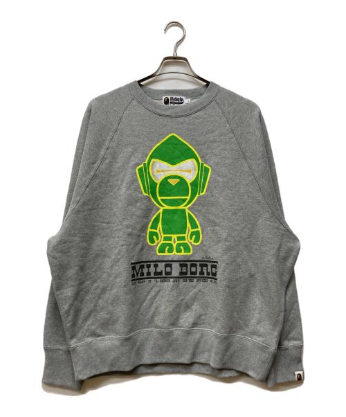 A BATHING APE（アベイシングエイプ）A BATHING APE (アベイシングエイプ) MILO BORG RELAXED FIT CREWNECK SWEATSHIRT グレー サイズ:Lの古着・服飾アイテム