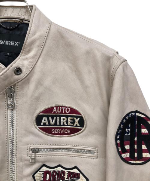 AVIREX（アヴィレックス）AVIREX (アヴィレックス) エイジドスタンドシングルライダースジャケット アイボリー サイズ:XLの古着・服飾アイテム
