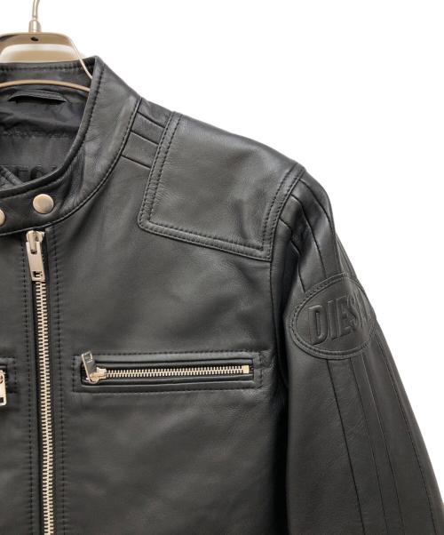 DIESEL（ディーゼル）DIESEL (ディーゼル) シングルライダースジャケット ブラック サイズ:Lの古着・服飾アイテム