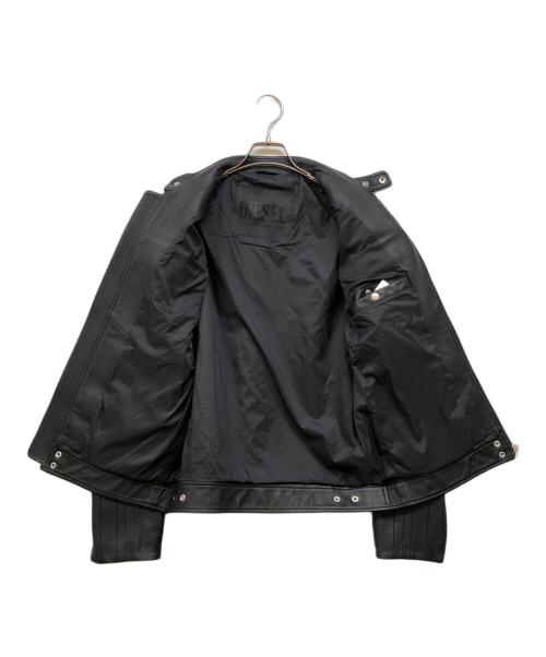 DIESEL（ディーゼル）DIESEL (ディーゼル) シングルライダースジャケット ブラック サイズ:Lの古着・服飾アイテム