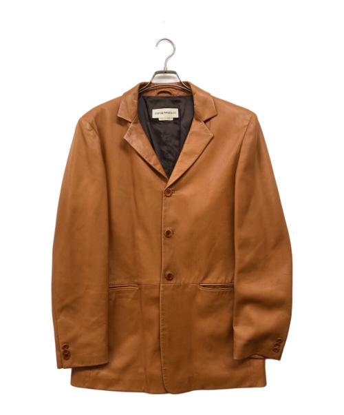 EMPORIO ARMANI（エンポリオ アルマーニ）EMPORIO ARMANI (エンポリオ アルマーニ) レザー3Bテーラードジャケット ブラウン サイズ:50の古着・服飾アイテム