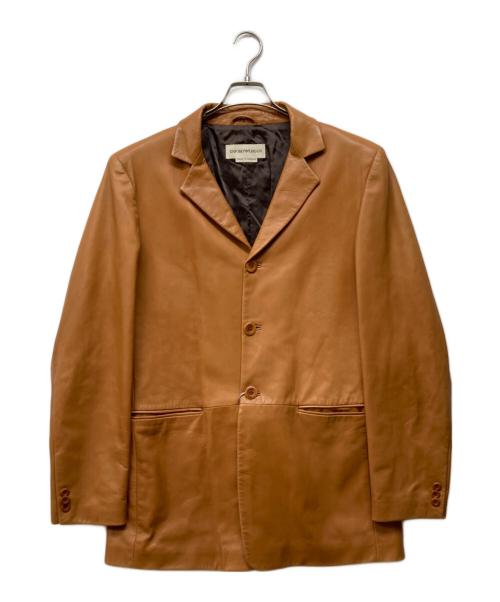 EMPORIO ARMANI（エンポリオ アルマーニ）EMPORIO ARMANI (エンポリオ アルマーニ) レザー3Bテーラードジャケット ブラウン サイズ:50の古着・服飾アイテム